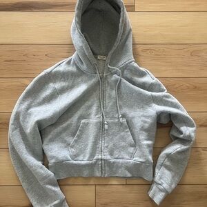 John Galt cropped grey zip up